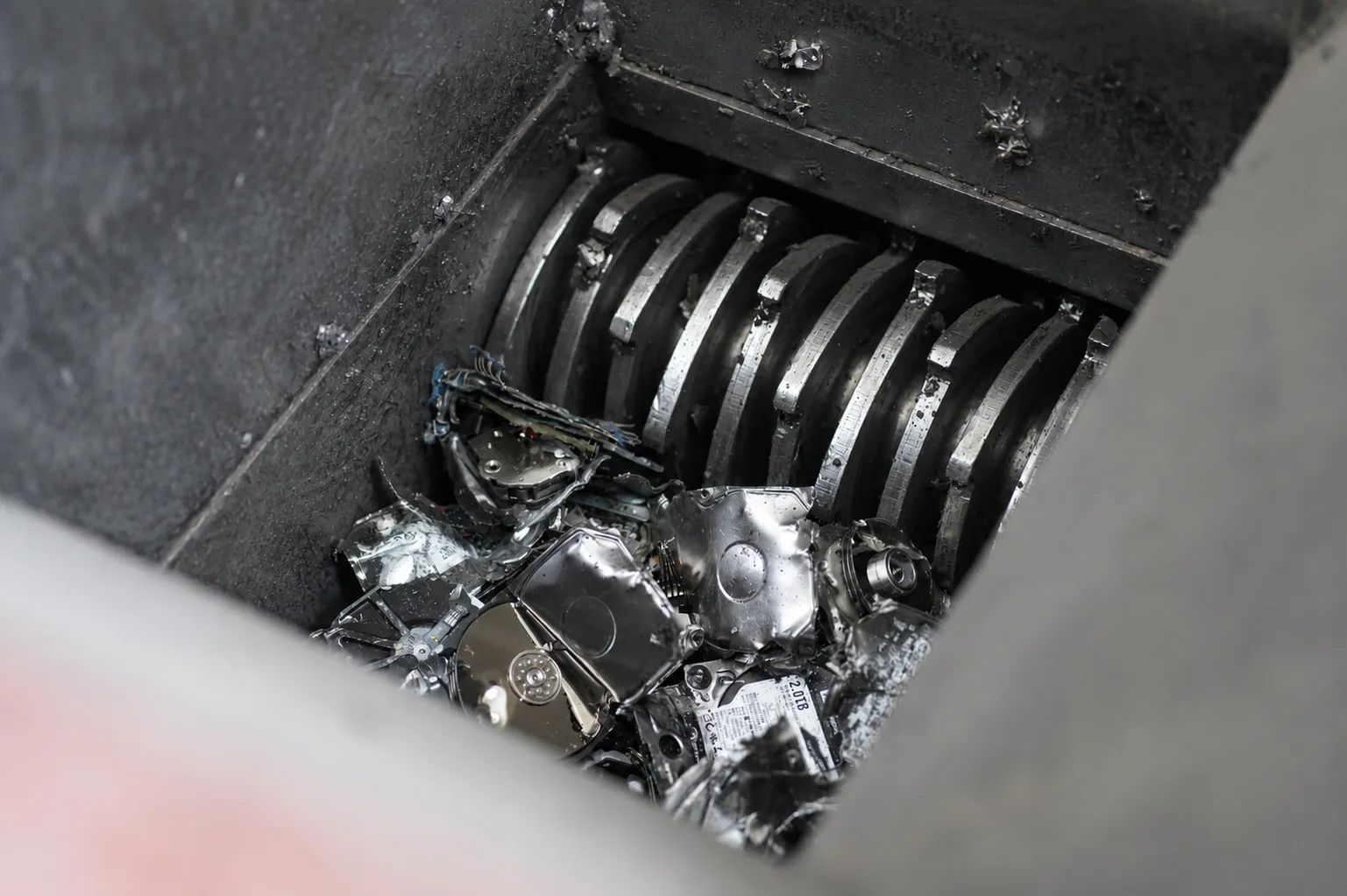 Hard drives being shredded