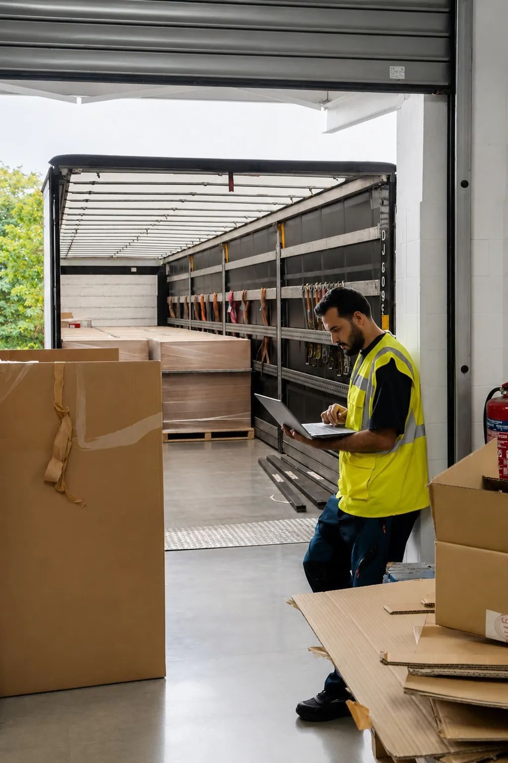 Team member checking a collection at the loading bay